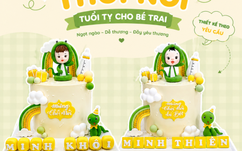 Bánh Thôi Nôi Tone Xanh Dành Cho Bé Trai Hot Năm Nay
