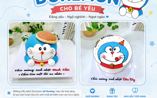 MẪU BÁNH KEM DOREMON CHO BÉ ĐÁNG YÊU, NGỘ NGHĨNH TẠI KHÓM BAKERY