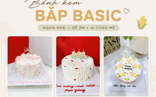 Bánh Kem Bắp Basic Tại KHÓM Bakery – Mẫu Bánh Nhẹ Nhàng, Dễ Ăn