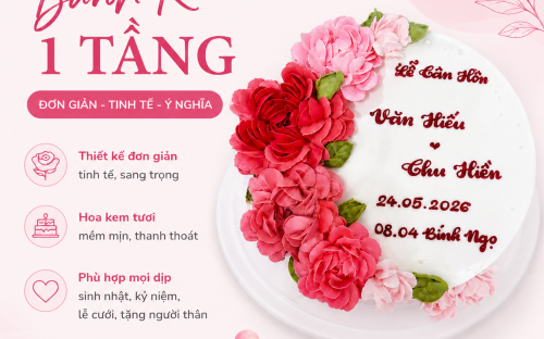 MẪU BÁNH CƯỚI ĐƠN GIẢN 1 TẦNG – XU HƯỚNG BÁNH CƯỚI HOT NHẤT 2026