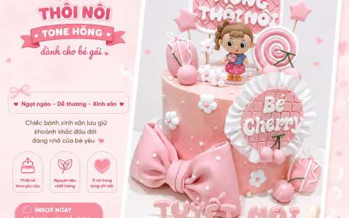Bánh thôi nôi tone hồng cho bé gái – Xu hướng được nhiều ba mẹ yêu thích hiện nay