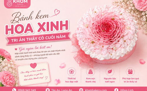 Bánh Kem Hoa Tri Ân Cuối Năm Tặng Thầy Cô Giáo Được Yêu Thích Năm 2026