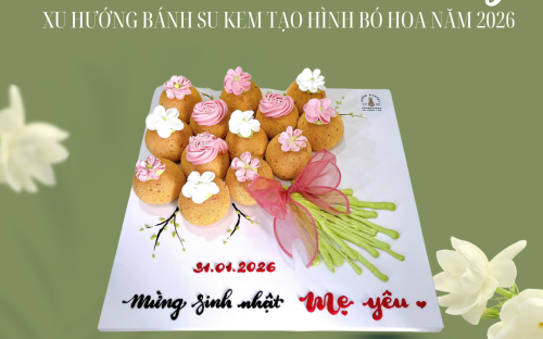 Mẫu bánh su kem tạo hình bó hoa tặng các dịp lễ đẹp nhất 2026 tại KHÓM Bakery