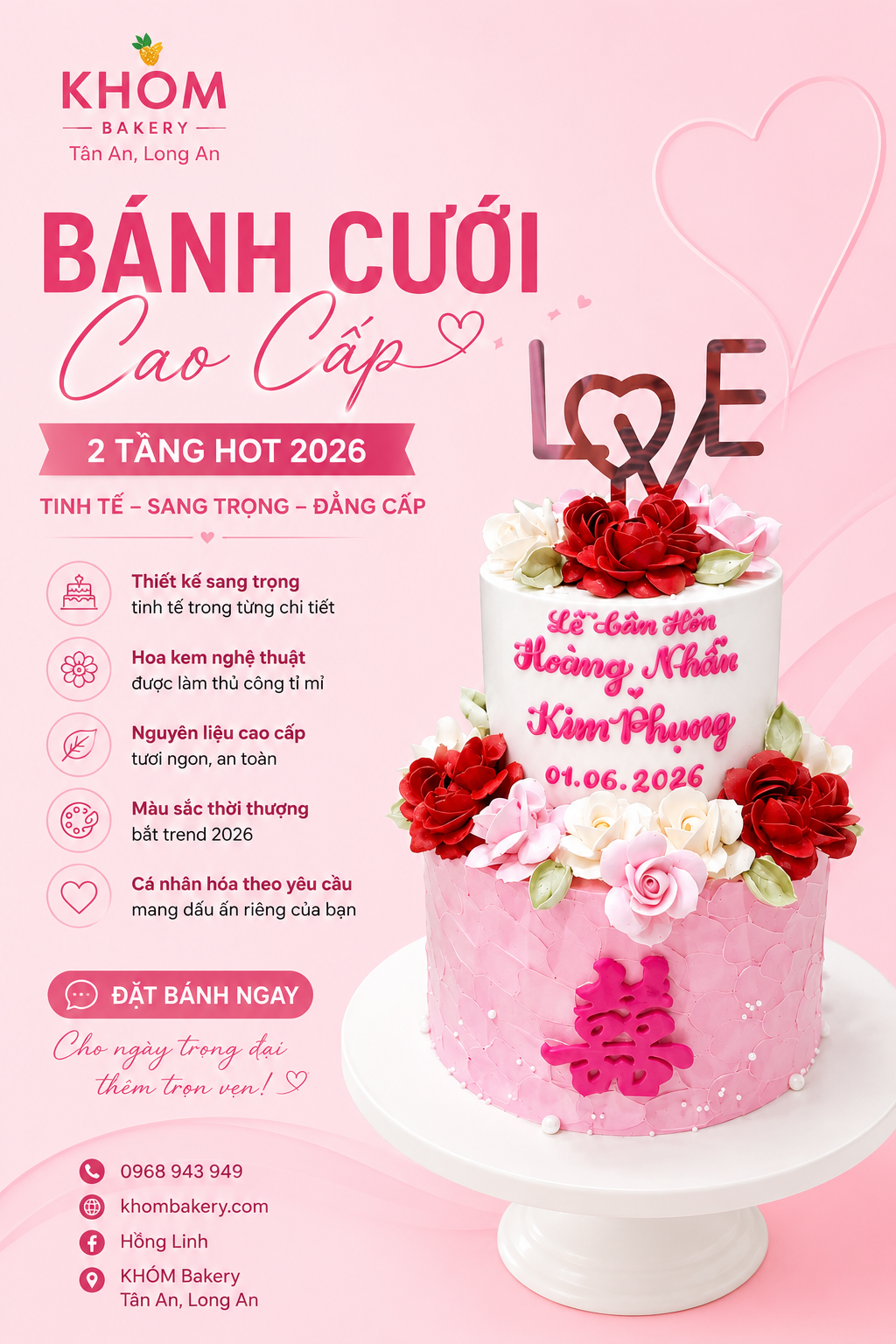 BÁNH KEM CƯỚI CAO CẤP HOT TRONG TUẦN – XU HƯỚNG ĐƯỢC CÁC CẶP ĐÔI YÊU THÍCH NĂM 2026
