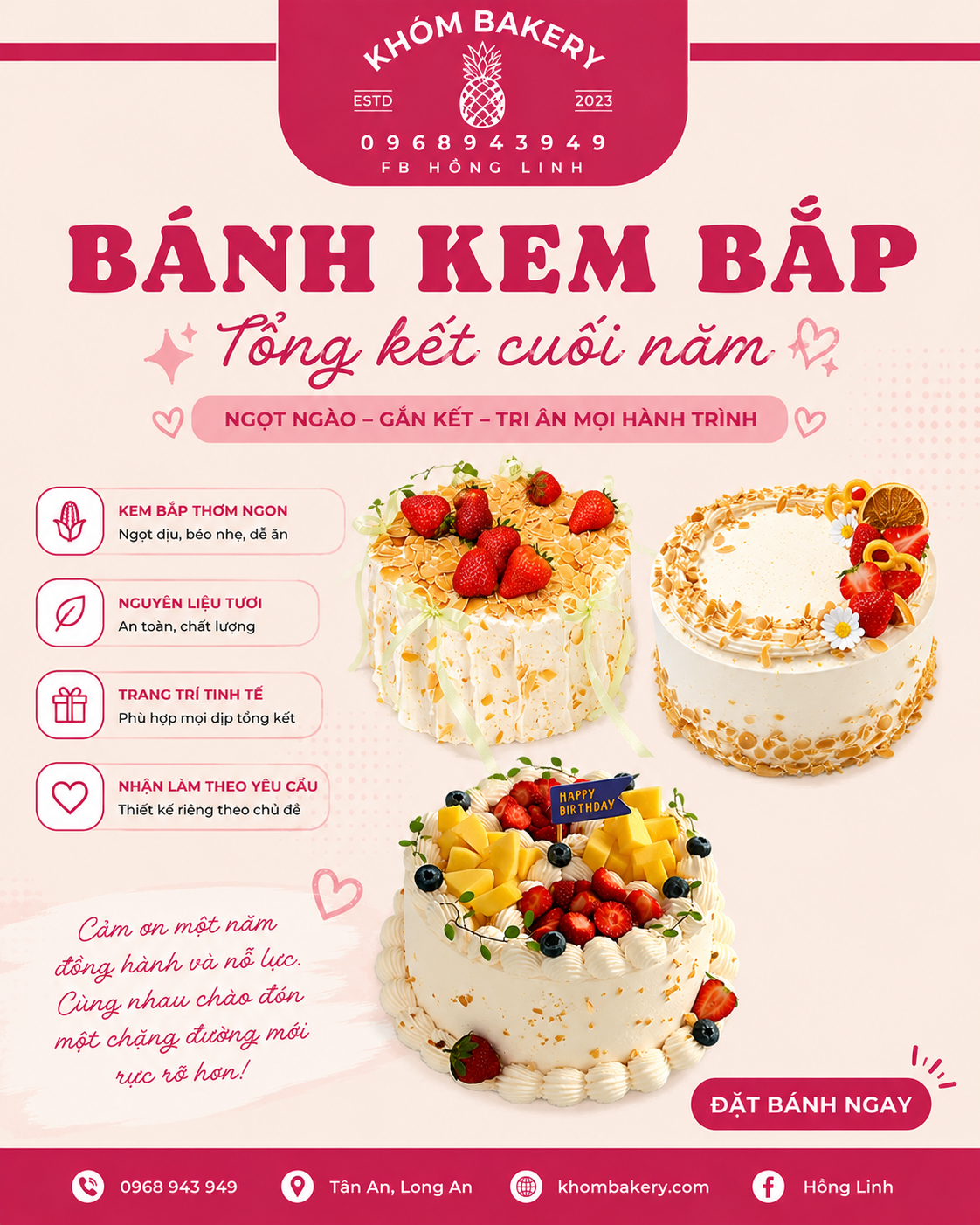 Bánh Kem Bắp Cuối Năm – Ngọt Ngào Cho Mùa Tổng Kết Đầy Ý Nghĩa