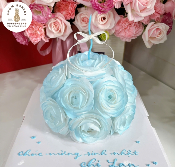 Mẫu bánh giấy gạo tặng nữ mẫu đẹp tone xanh