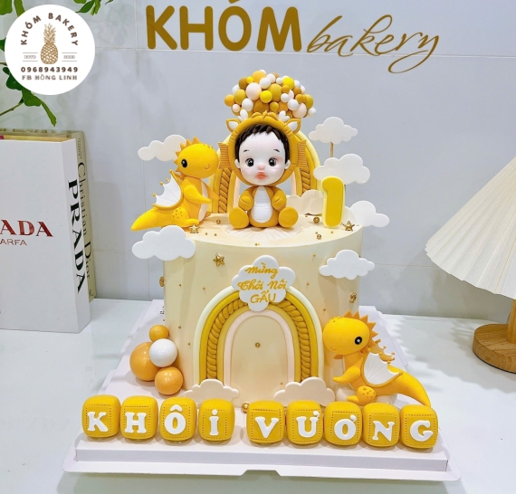 Bánh Thôi nôi tone vàng dành cho bé trai-KHÓM BAKERY