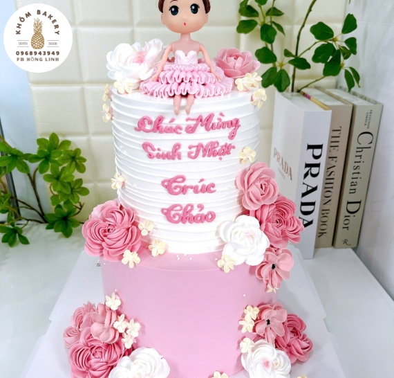 Bánh sinh nhật dành cho bé gái 2 tầng -KHÓM BAKERY
