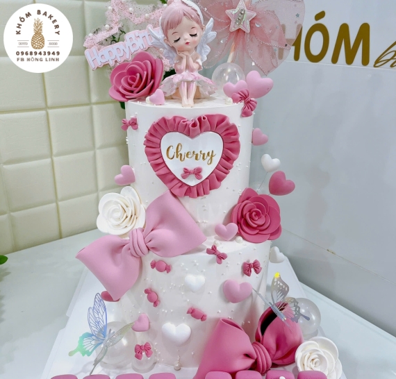 Bánh sinh nhật dành cho bé gái 2 tầng 