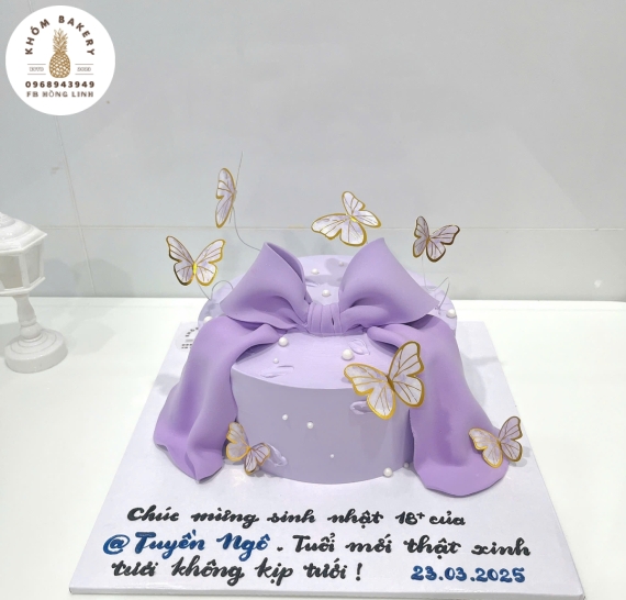 Bánh kem tạo hình nơ 3D xinh xắn cho nữ