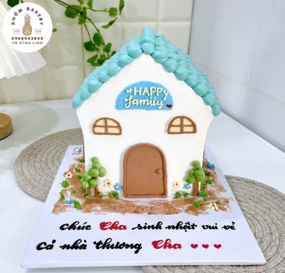 Bánh sinh nhật tạo hình dành cho cha ngôi nhà hạnh phúc