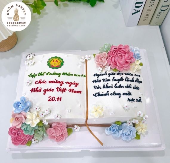 Bánh kem tạo hình quyển sách tặng tri ân tặng 20/11