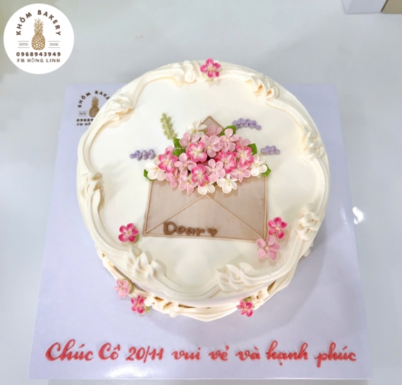 Bánh kem tạo tấm thiệp xinh tặng cô giáo 20/11