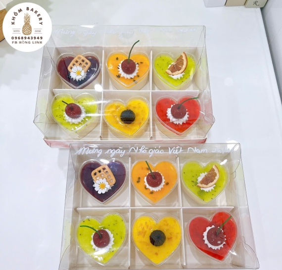 Set Pannacotta 6 cup trang trí đơn giản