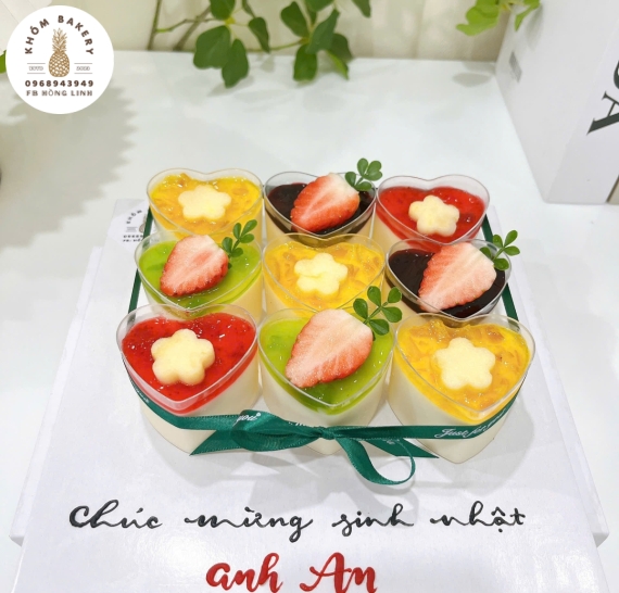 Sét bánh 6 ly panna cotta đơn giản mừng sinh nhật