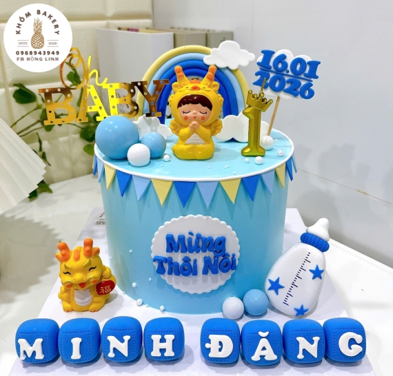 Bánh kem thôi nôi dành cho bé trai tại Khóm Bakery