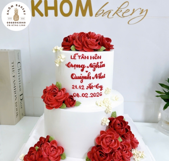 Bánh kem cưới 2 tầng cao cấp tại long an mẫu bánh hot