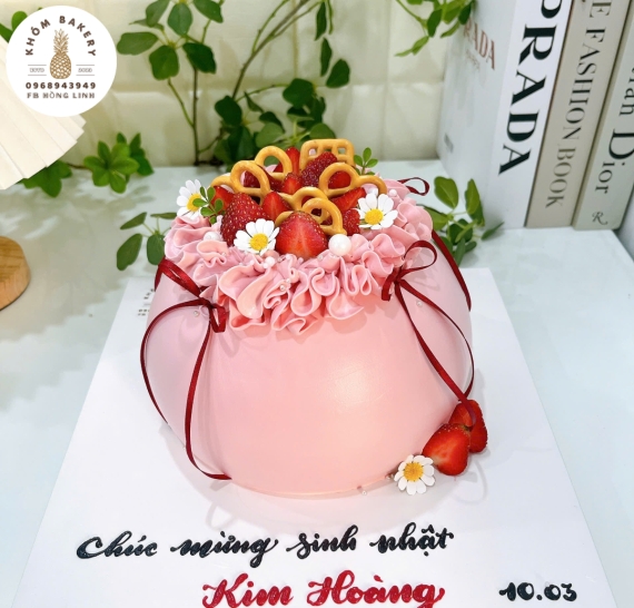 Bánh kem trái cây túi hồng dễ thương hot 