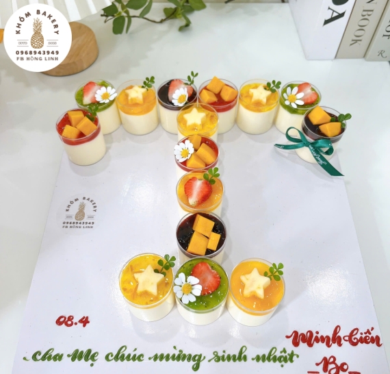 Sét bánh Pannacotta xếp chữ T làm theo yêu cầu 