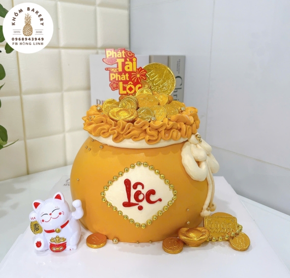 Bánh kem khai trương túi vàng lộc