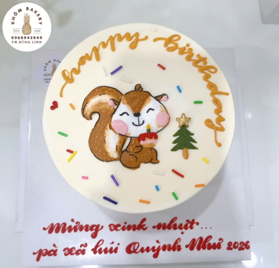 Bánh Kem style hàn quốc vẻ hình chibi chú sóc đẹp 