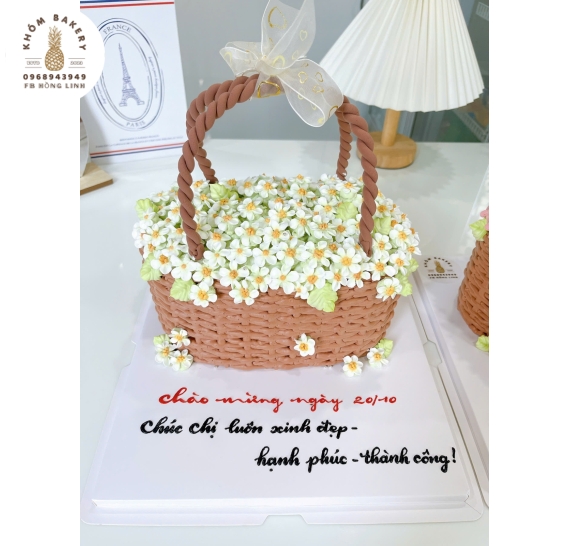 Giỏ bánh kem hoa cúc baby 