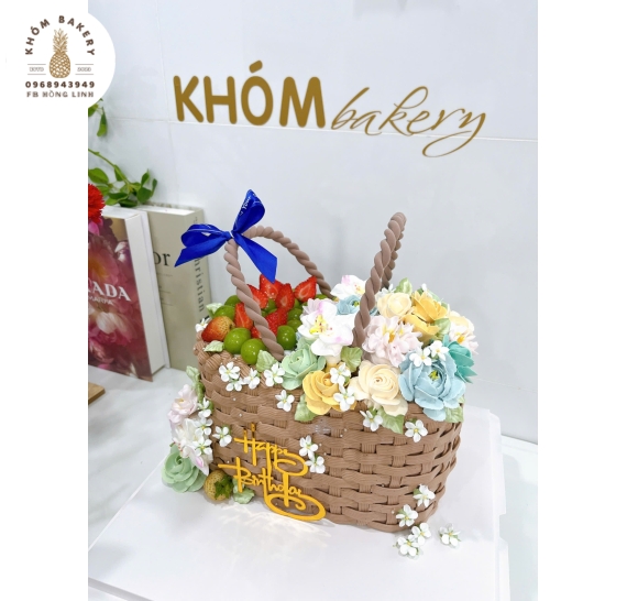 Bánh bắt bông hoa,giỏ trái cây bánh sinh nhật