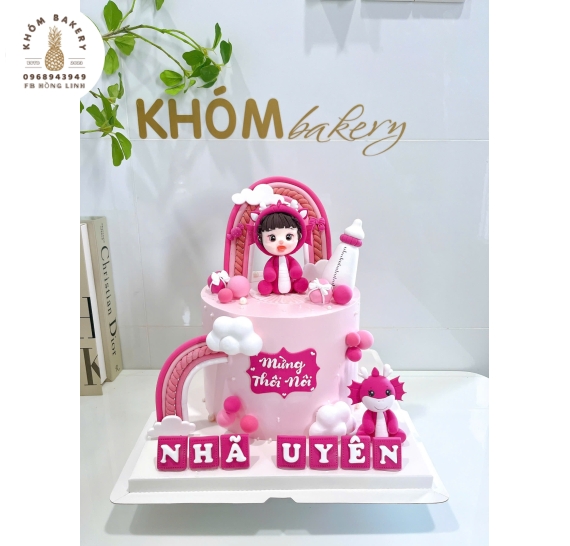 Bánh thôi nôi dành cho bé gái tone hồng