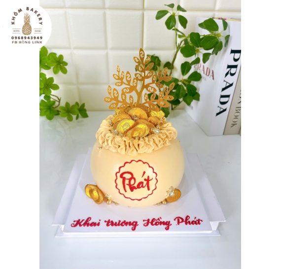 Bánh kem khai trương túi tiền kèm chữ PHÁT