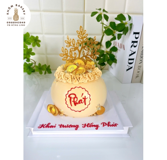 Bánh kem khai trương túi tiền kèm chữ PHÁT