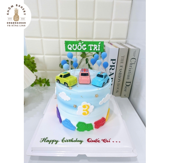 Bánh sinh nhật dành cho bé trai ,thích mê ô tô lên 4 tuổi