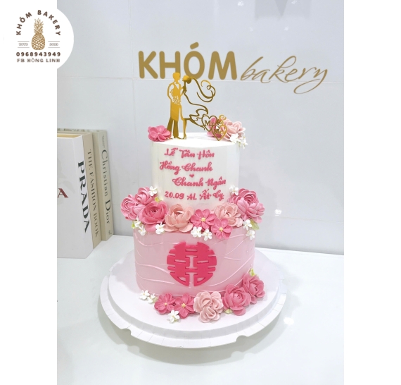 Bánh kem cưới tone Hồng mẫu mới tại KHÓM BAKERY