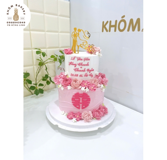 Bánh kem cưới tone Hồng mẫu mới tại KHÓM BAKERY