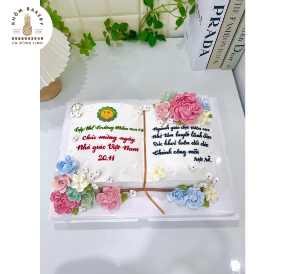 Bánh kem tạo hình quyển sách tặng tri ân tặng 20/11