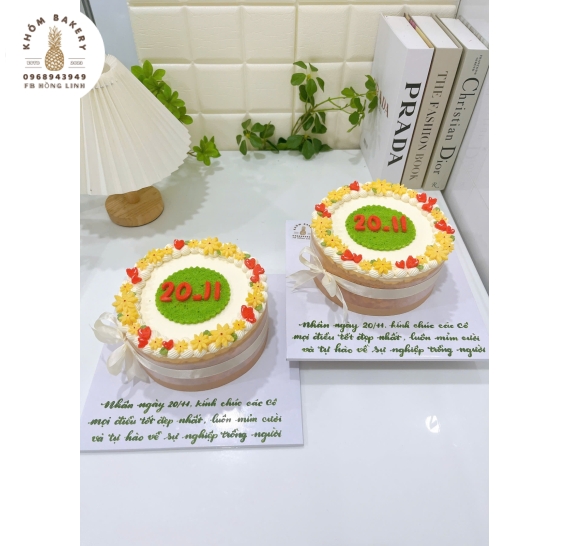 Mẫu bánh bông lan trứng muối tặng 20/11  làm theo yêu cầu