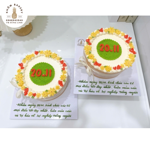 Mẫu bánh bông lan trứng muối tặng 20/11  làm theo yêu cầu