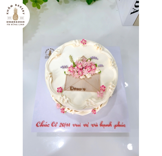 Bánh kem tạo tấm thiệp xinh tặng cô giáo 20/11