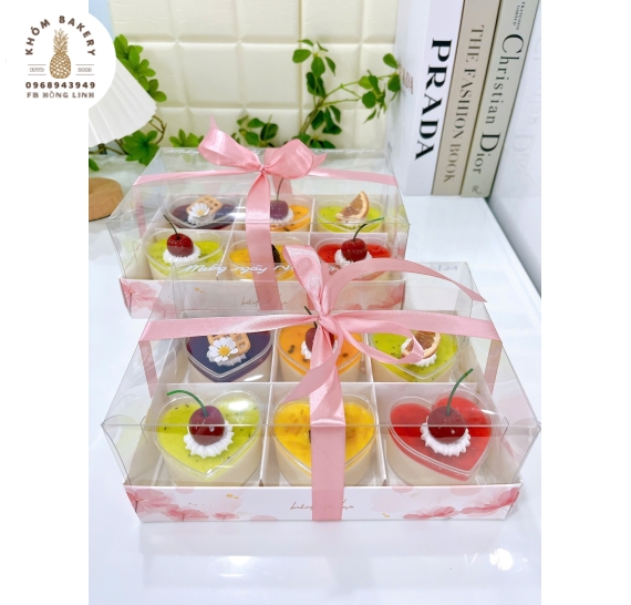 Set Pannacotta 6 cup trang trí đơn giản