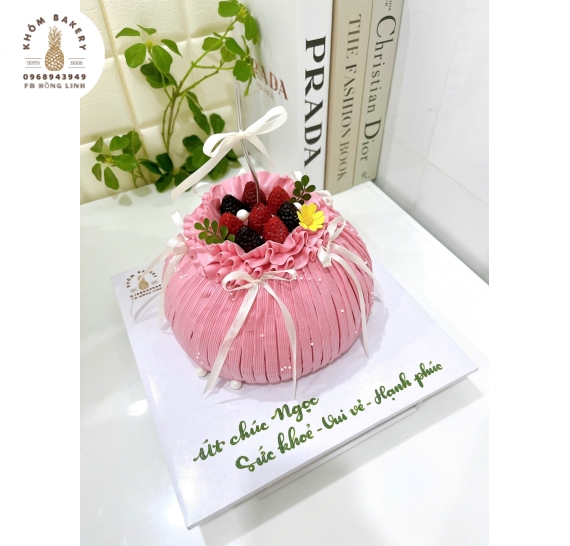 Bánh kem túi tiền trái cây tone hồng tặng nữ