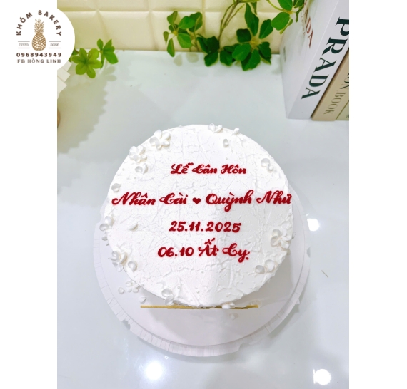 Bánh kem cưới tone trắng 1 tầng cao cấp