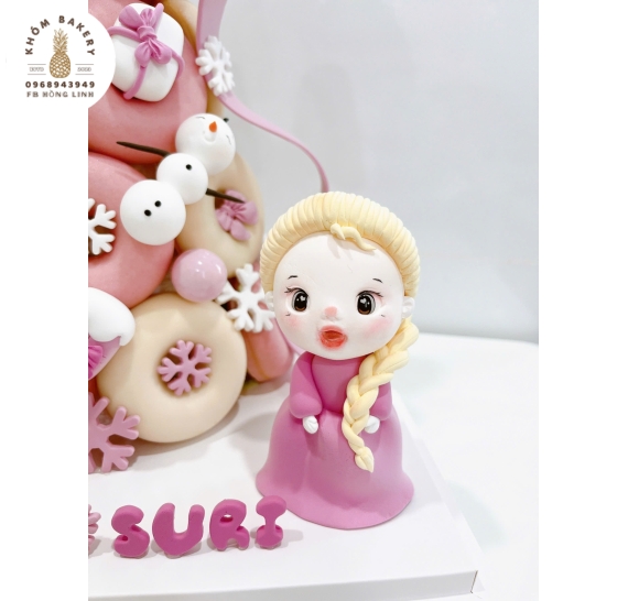 Tháp Bánh donut tone hồng dành cho bé gái