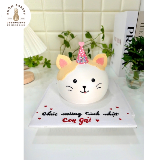 Bánh kem bé mèo xinh dành cho bé gái
