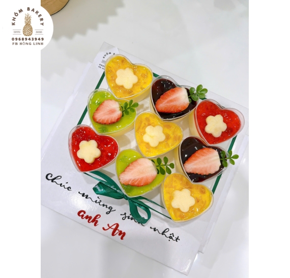 Sét bánh 6 ly panna cotta đơn giản mừng sinh nhật