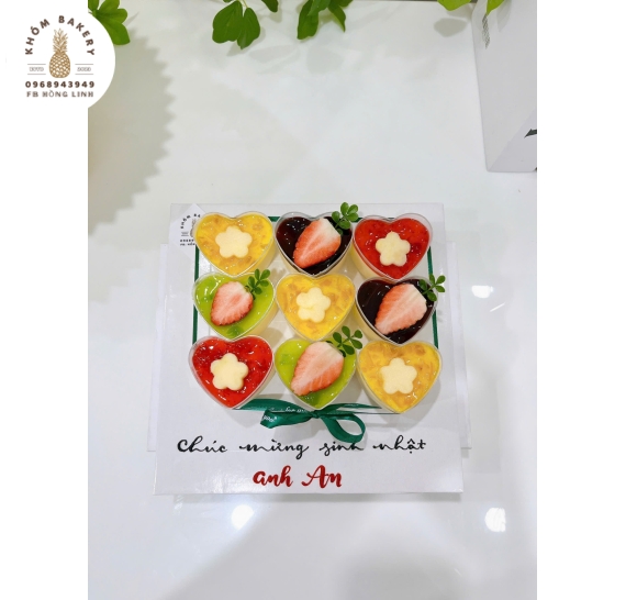 Sét bánh 6 ly panna cotta đơn giản mừng sinh nhật