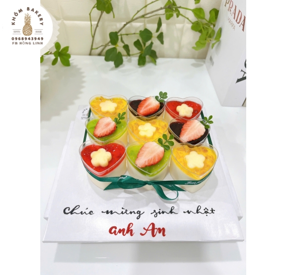 Sét bánh 6 ly panna cotta đơn giản mừng sinh nhật