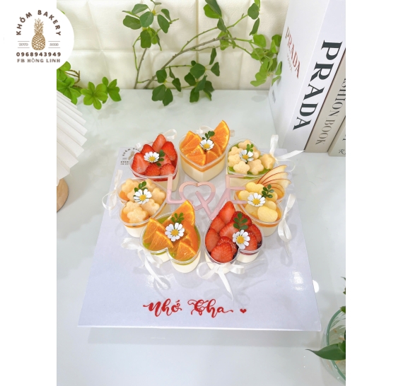 Sét bánh 7 cúp panna cotta đơn giản mừng sinh nhật