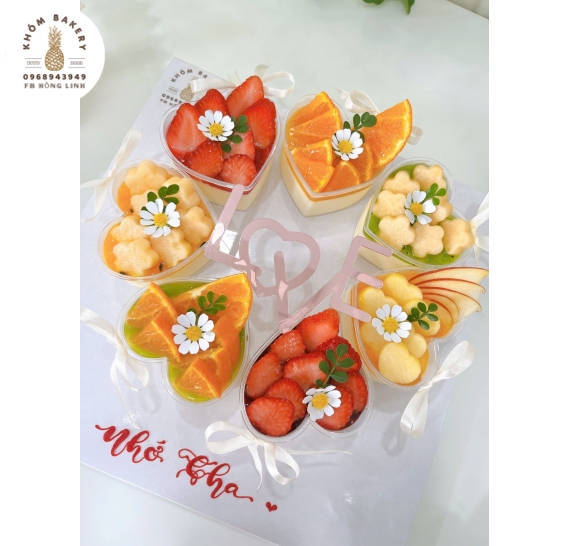 Sét bánh 7 cúp panna cotta đơn giản mừng sinh nhật