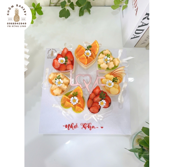 Sét bánh 7 cúp panna cotta đơn giản mừng sinh nhật