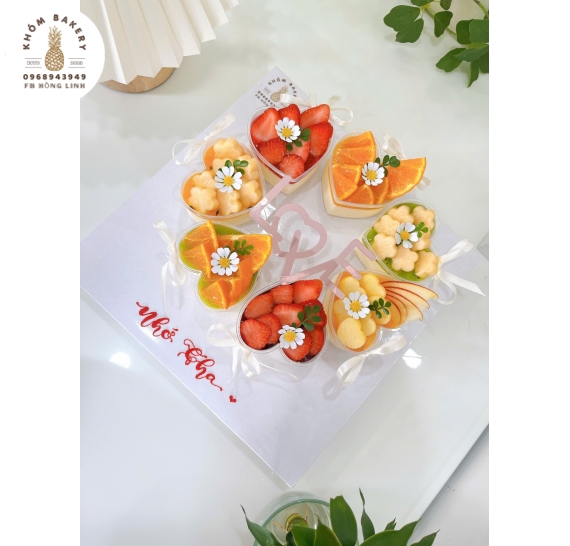 Sét bánh 7 cúp panna cotta đơn giản mừng sinh nhật