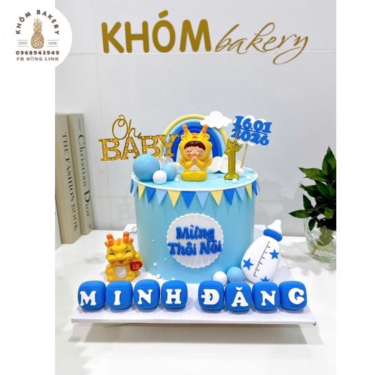 Bánh kem thôi nôi dành cho bé trai tại Khóm Bakery
